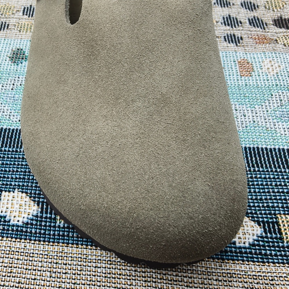 Birkenstock Taupe Boston Suede Shoes | Women's Narrow Fit - Picture 4 of 6